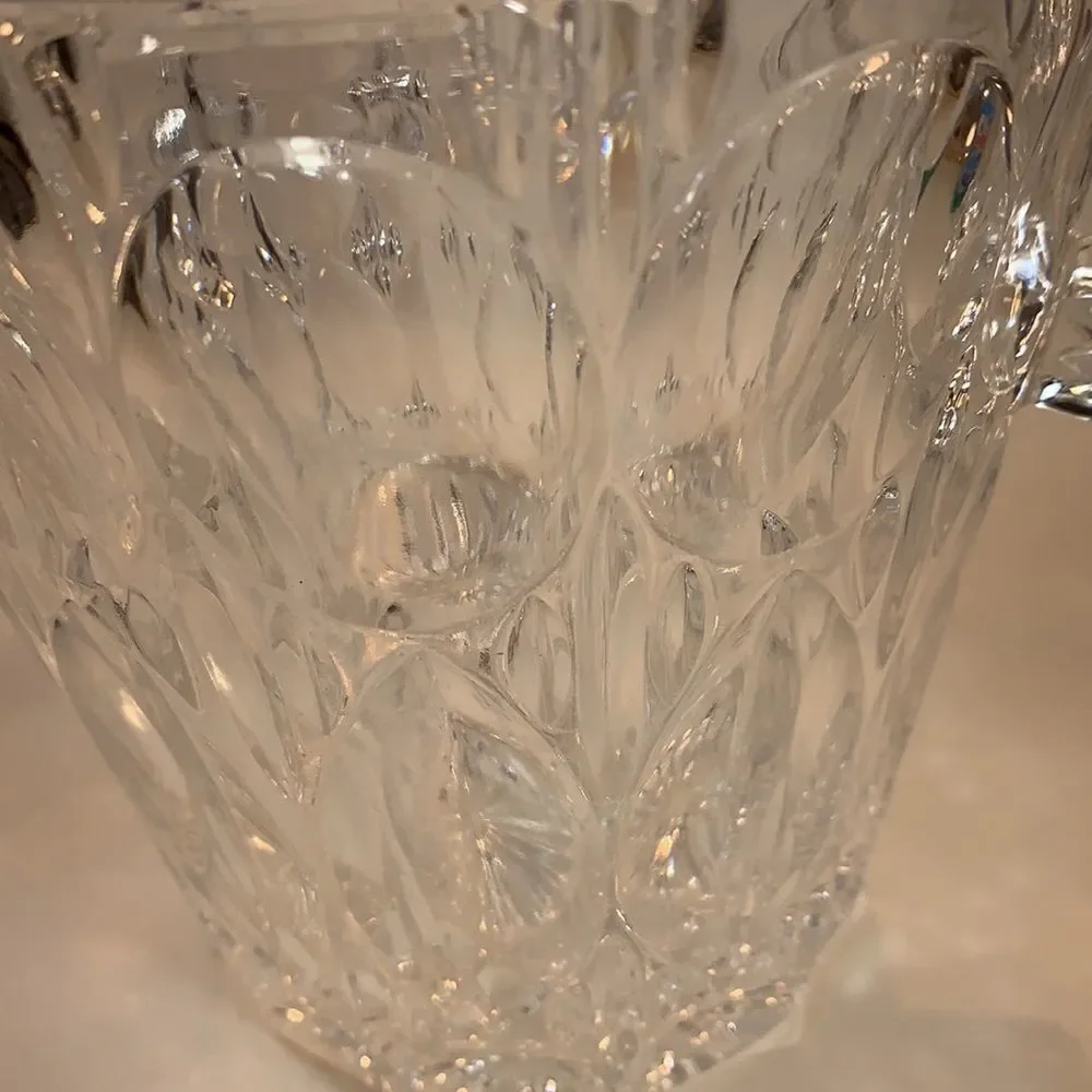 Crystal Art Deco Inspired Cut Wine Bucket Two Handle Champagne Ice Bar Cocktail